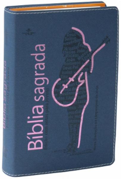 Biblia Sagrada Ntlh para Jovens - Capa Azul com Rosa - Sbb - 1