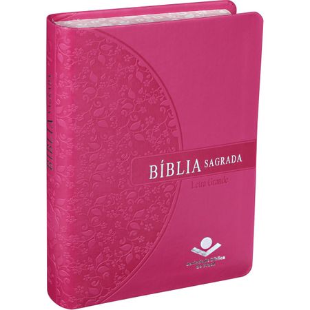 Bíblia Sagrada RA Letra Grande Borda Florida Pink