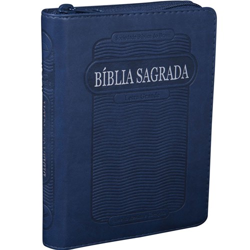 Bíblia Sagrada Ra Letra Grande com Zíper - Azul