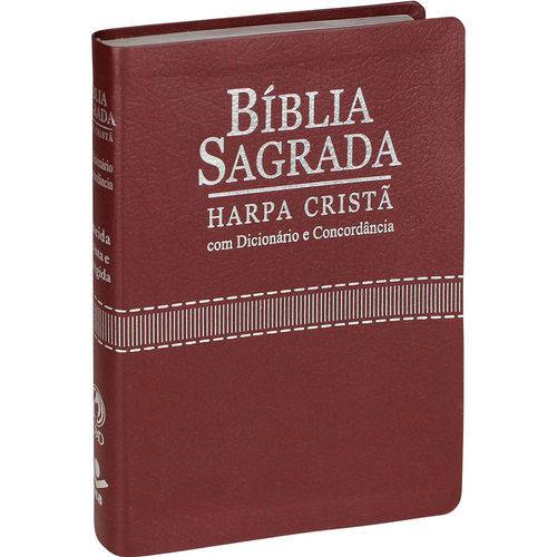 Bíblia Sagrada RC com Harpa Cristã e Dicionário - Luxo Vinho Faixa
