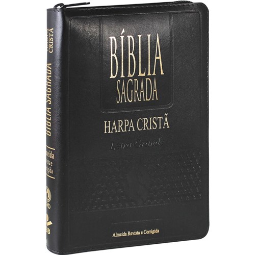 Bíblia Sagrada RC com Harpa Cristã e Zíper - Luxo Preta