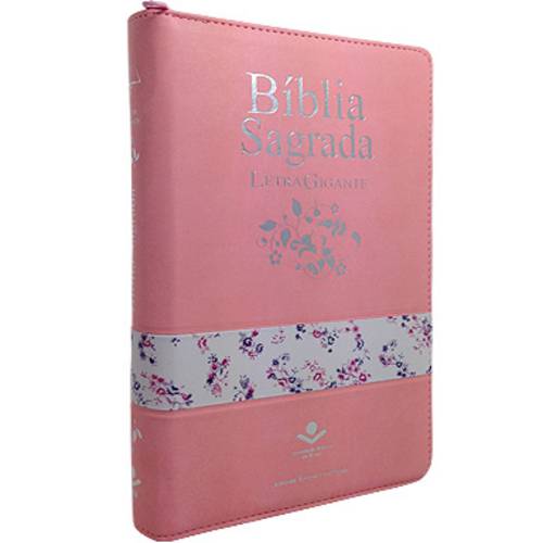 Bíblia Sagrada Rc Letra Gigante com Zíper e Índice - Luxo Rosa
