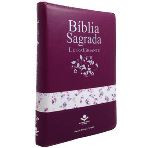 Biblia Sagrada Rc Letra Gigante com Zíper e Índice - Luxo Uva