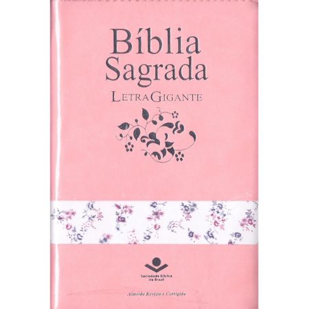 Bíblia Sagrada RC Letra Gigante Rosa com Flor