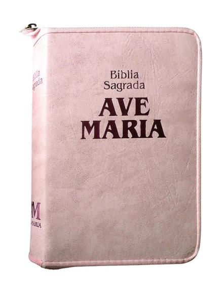 Bíblia Sagrada Zíper Strike Média Rosa - Ave Maria