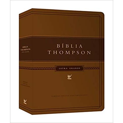 Bíblia Thompson - Aec - Letra Grande - Cp Luxo Marrom Claro e Escuro