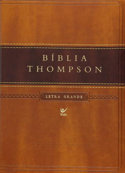 Bíblia Thompson - Letra Grande - Capa Luxo Marrom Claro e Escuro com Índice - Vida
