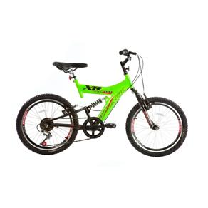 Bicicleta 20" Juvenil MTB Xr 20 Full 6V Verde/Preta Track Bikes