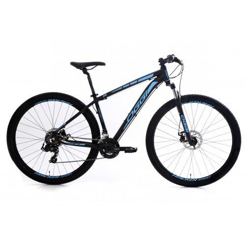 Tudo sobre 'Bicicleta 29 Oggi Hacker Sport Shimano 21v Preto/azul 2019'