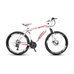Bicicleta Alfameq Stroll Aro 26 Freio à Disco 21 Marchas - Branca com Vermelho - Quadro 19 - Branca com Vermelho
