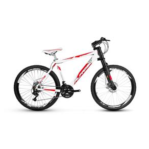 Bicicleta Alfameq Stroll Aro 26 Freio à Disco 21 Marchas - Branca com Vermelho - Quadro 19