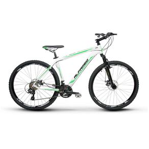 Bicicleta Alfameq Zahav Aro 29 Freio a Disco 21 Marchas Quadro 19 - Branco com Verde