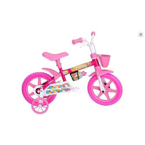 Bicicleta Aro 12 Feminina Infantil Rosa Lilly Natho com Adesivos Princesas