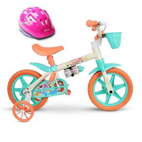 Bicicleta Aro 12 Infantil Feminina Sea com Capacete Nathor