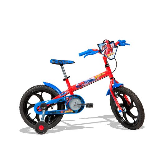Bicicleta Aro 16 com Rodinhas Homem Aranha Vermelha - Caloi