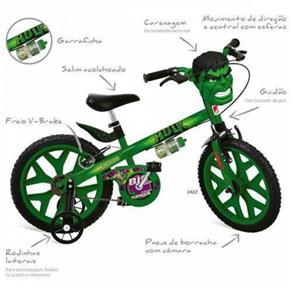Bicicleta Aro 16 Hulk Vingadores Brinquedos Bandeirante Verde 2422
