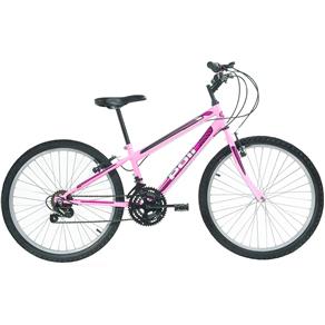Bicicleta Aro 24 Polimet Feminina MTB com 18 Marchas - Rosa