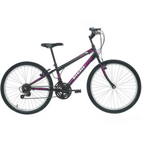 Bicicleta Aro 24 Polimet Feminina MTB e 18 Marchas - Preta
