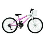 Bicicleta Aro 24 Serena Plus Rosa com Branco Feminina 21 Marchas - Master Bike