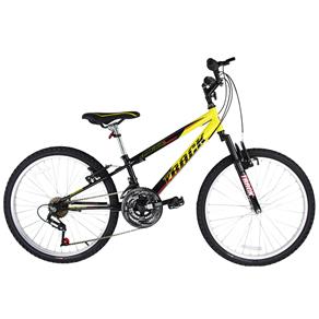 Bicicleta Aro 24 Track & Bikes MTB Axess Pro com 18 Marchas e Suspensão Dianteira – Amarelo e Preto