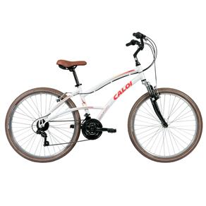 Bicicleta Aro 26 Caloi Mobilidade 400 FEM com 21 Marchas e Suspensão - Branca