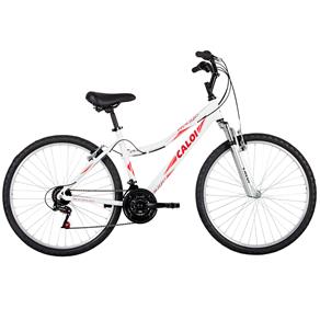 Bicicleta Aro 26 Caloi Rouge com 21 Marchas e Suspensão Dianteira - Branca