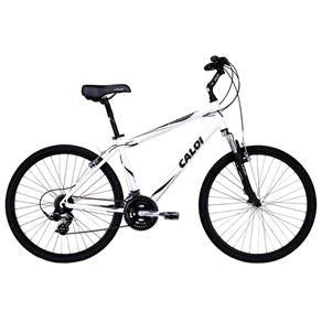 Bicicleta Aro 26 Caloi Sport Confort Tam. do Quadro 17" Alumínio com 21 Marchas e Suspensão Dianteira - Branca Fosca