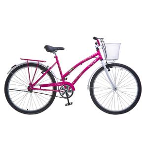 Bicicleta Aro 26 Colli Ciça com Cesta - Rosa/Branca