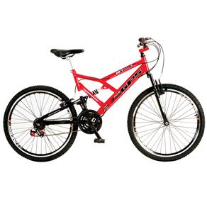 Bicicleta Aro 26 Colli GPS com 21 Marchas e Full Suspension - Vermelha
