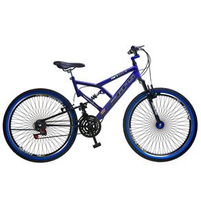 Bicicleta Aro 26 Colli GPScom 21 Marchas, Full Suspension e 72 Raias - Azul