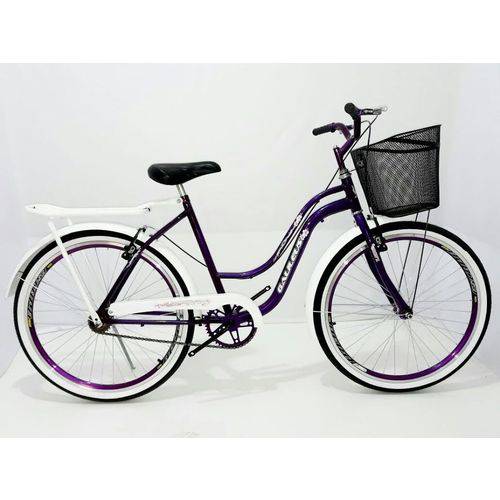 Bicicleta Aro 26 Feminina Retrô Galileus com Rodas Aero Violeta
