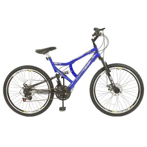Bicicleta Aro 26 FULL Supensão Disco Azul/Preto