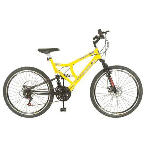 Tudo sobre 'Bicicleta Aro 26 FULL Supensão Disco Preto/Amarela'