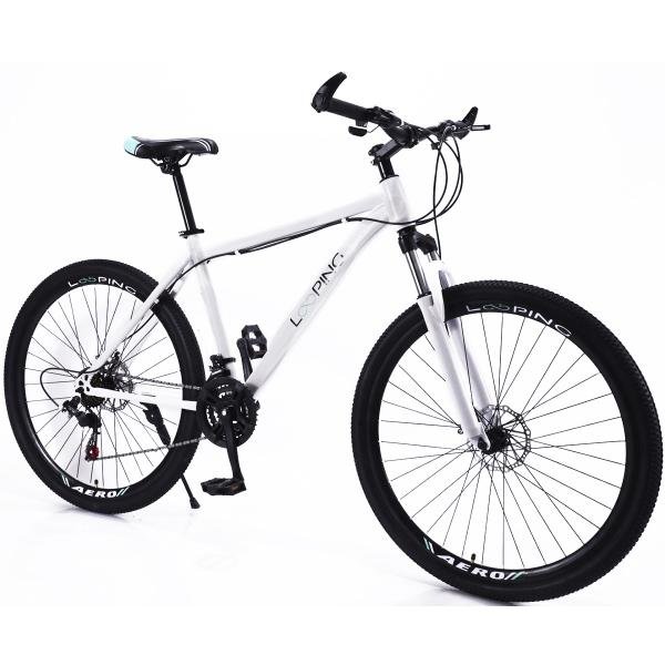 Bicicleta Aro 26 Looping Aço Carbono com Amortecedor 21 Marchas Branca