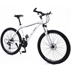 Bicicleta Aro 26 Looping Aço Carbono com Amortecedor 21 Marchas - BRANCO