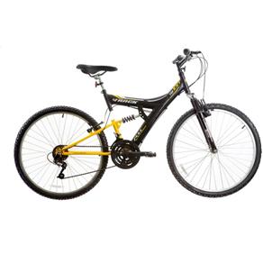 Bicicleta Aro 26" Mtb Tb100 Full Susp. 18V Preto Fosco e Amarelo Track & Bikes - Preto