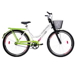 Bicicleta Aro 26 Oceano Aero Praiana com Suspensão Dianteira - Branca/Verde