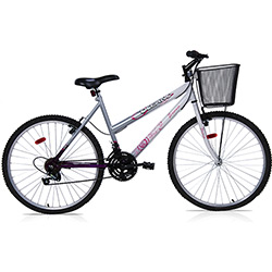 Tudo sobre 'Bicicleta Aro 26 Polido Brava - 18 Marchas - Branco/Prata/Violeta - Oceano'