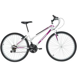 Bicicleta Aro 26 Polimet Feminina MTB com 18 Marchas - Branca