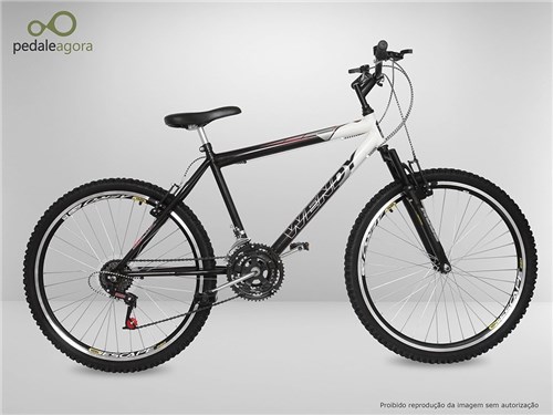 Bicicleta Aro 26 Preta 21V com Amortecedor Câmbios Shimano