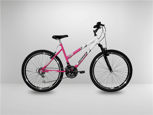 Bicicleta Aro 26 Rosa 21V com Amortecedor Câmbios Shimano
