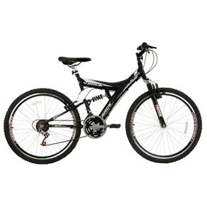 Bicicleta Aro 26 Track Bikes MTB TB-300 com 18 Marchas e Suspensão Dupla - Preto Fosco