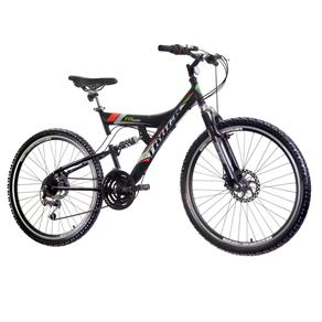 Bicicleta Aro 26 Track & Bikes MTB TB-500 com 21 Marchas e Suspensão Dupla - Preto Fosco
