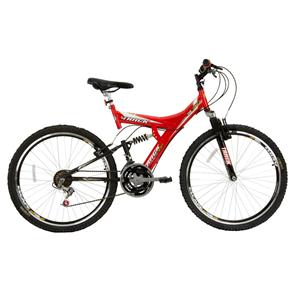 Bicicleta Aro 26 Track & Bikes TB300 com 18 Marchas e Dupla Suspensão - Vermelha