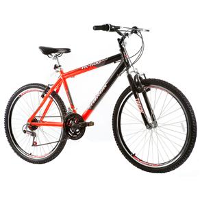 Bicicleta Aro 26 Track & Bikes TK 600 com Suspensão Dianteira e 21 Marchas - Preta/Laranja
