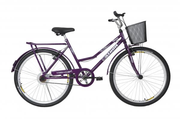 Bicicleta Athor Aro 26 Venus Freio V-brake C/ Cestão Violeta