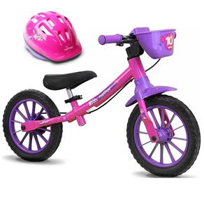 Bicicleta Balance Bike de Equilíbrio Sem Pedal Feminina com Capacete