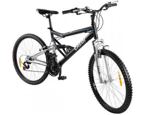 Bicicleta Caloi KS Mountain Bike Aro 26 21 Marchas - Full Suspension Quadro Alumínio Freio V-brake