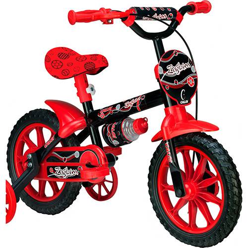 Bicicleta Caloi Zigbim Aro 12 Vermelha e Preta