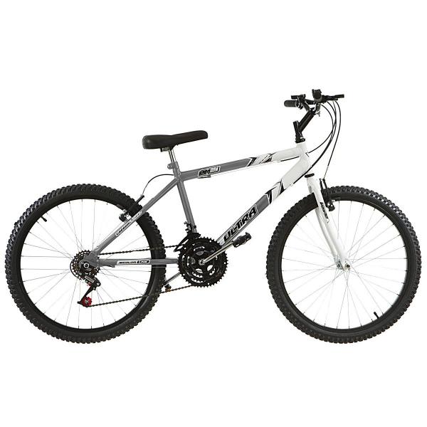 Bicicleta Cinza Fosca e Branca Aro 24 18 Marchas Pro Tork Ultra - Ultra Bikes